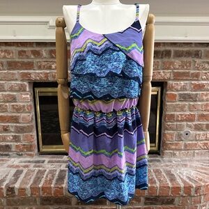 Romeo & Juliet Couture Vintage Y2K Blue & Purple Chevron Mini Dress / M / EUC